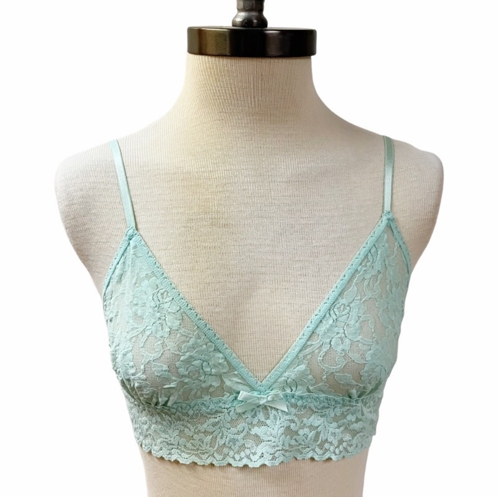 HANKY PANKY Signature Lace Bralette SZ M Green Coquette Romantic Bridgerton-core